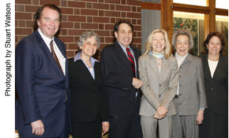 Dr. Williams, Mrs. Schwartz, Dr. Schwartz, President Gutmann, and Mrs. Norma Hess, widow of the late Leon Hess, and Senator Williams 