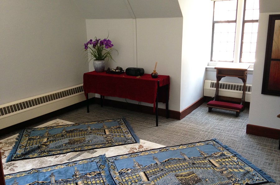 Available for prayer or meditation groups, typically reserved for Muslim prayer in the evenings