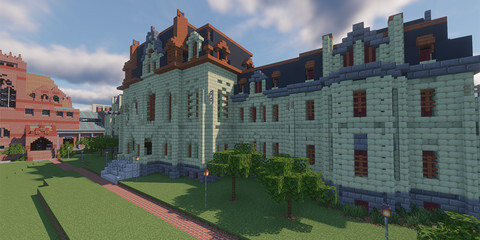 Minecraft rendering of College Hall
