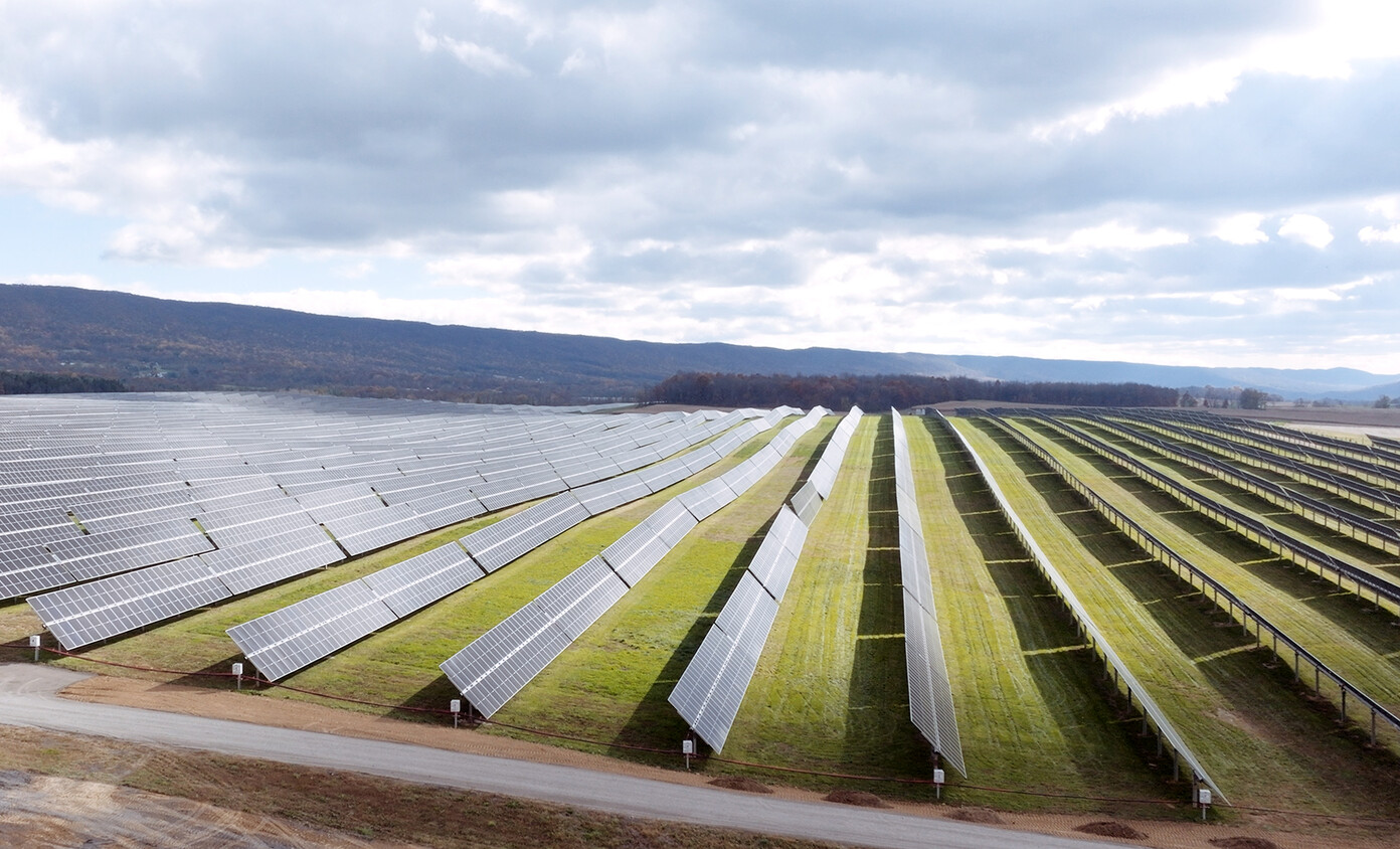 solar panel farm aerial view