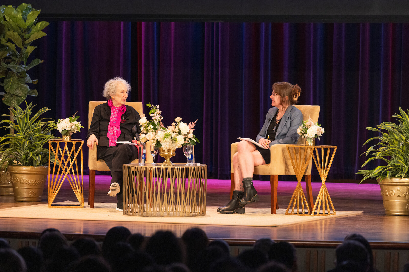 margaret atwood on stage with emily wilson