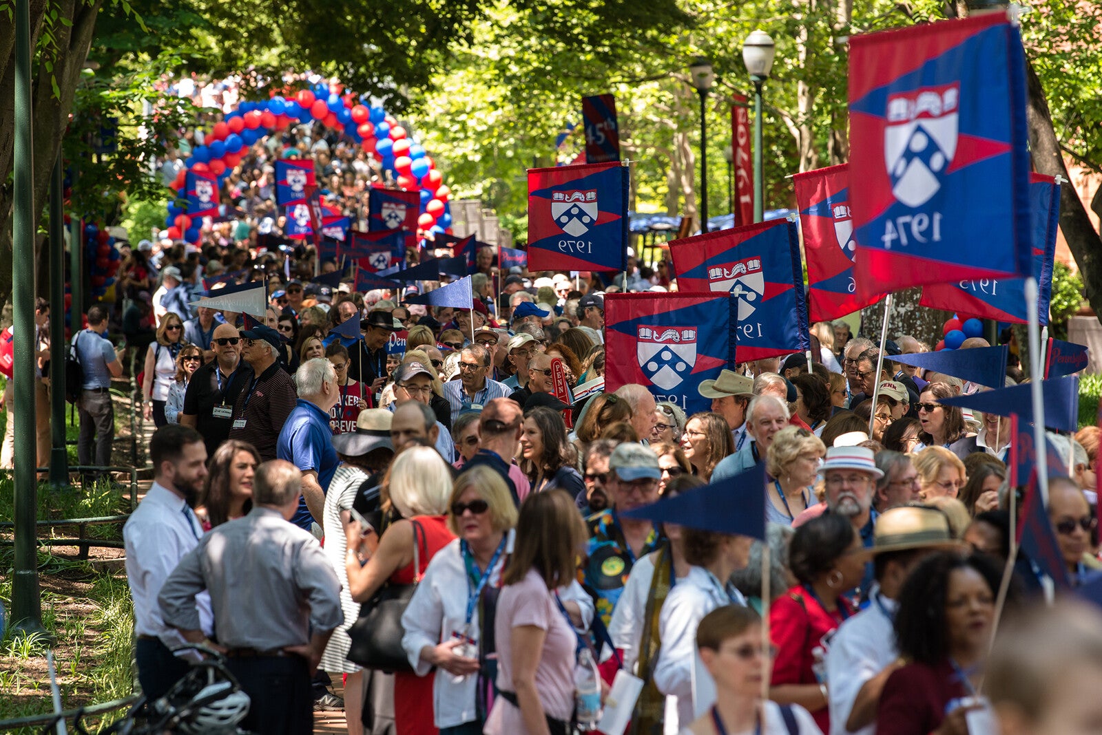 The annual alumni procession down Locust Walk