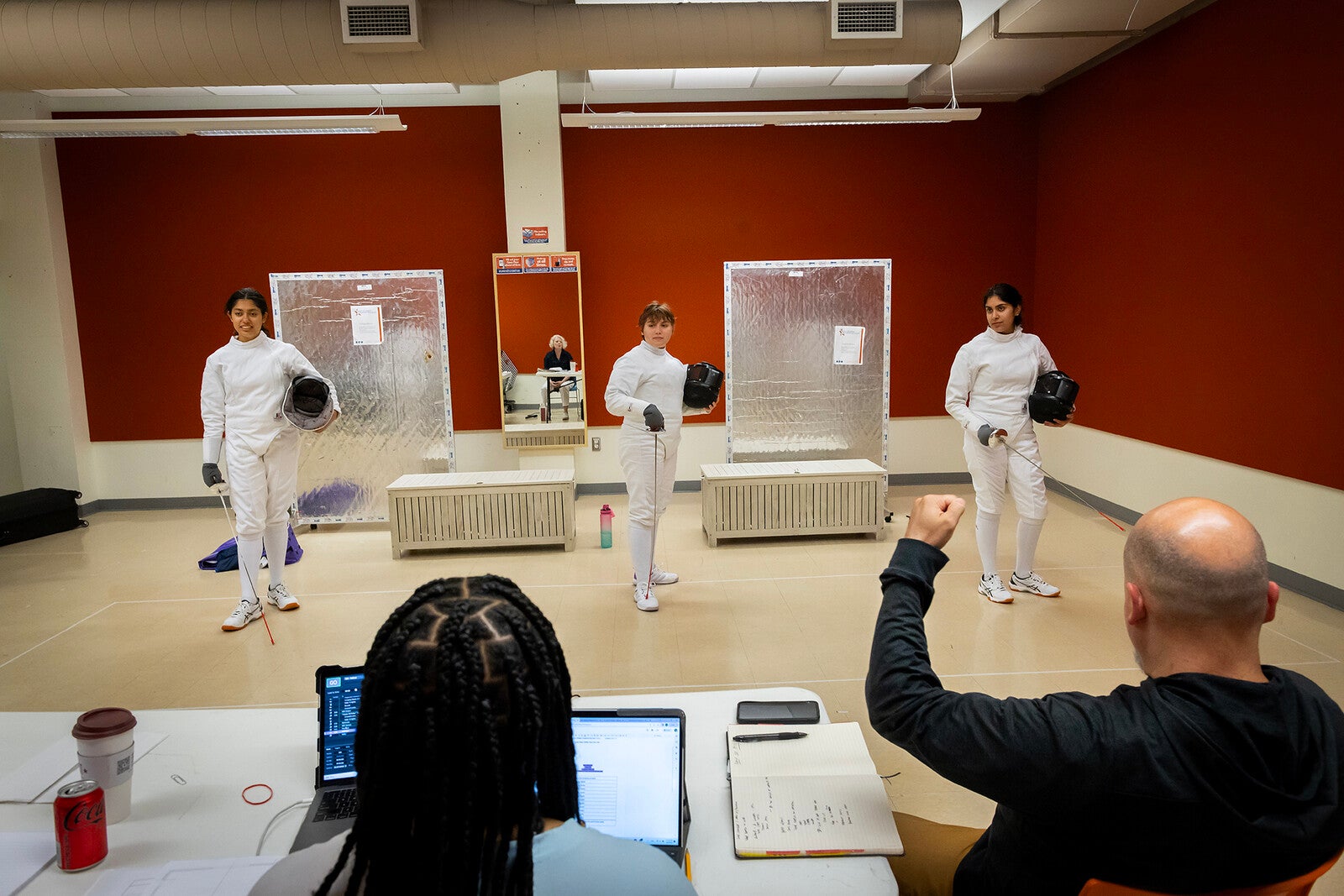 fencing practice for the athena play