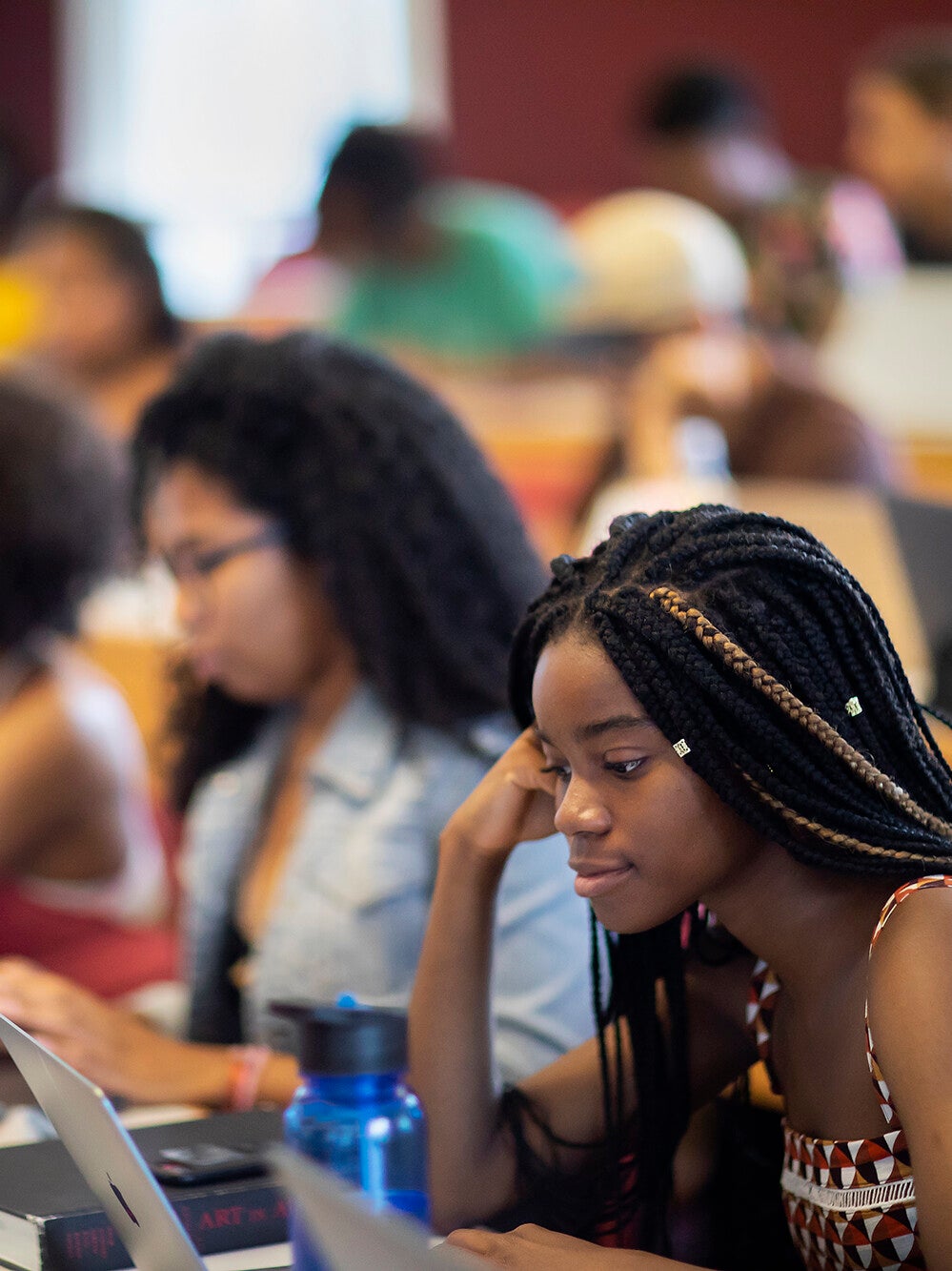 student in lecture hall