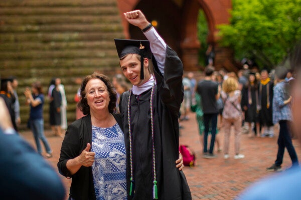 commencement in front of fisher fine arts