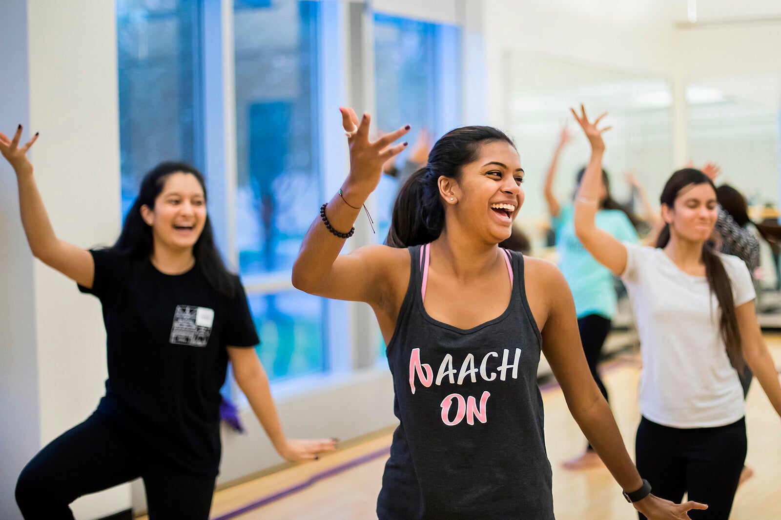 student dance group at practice session