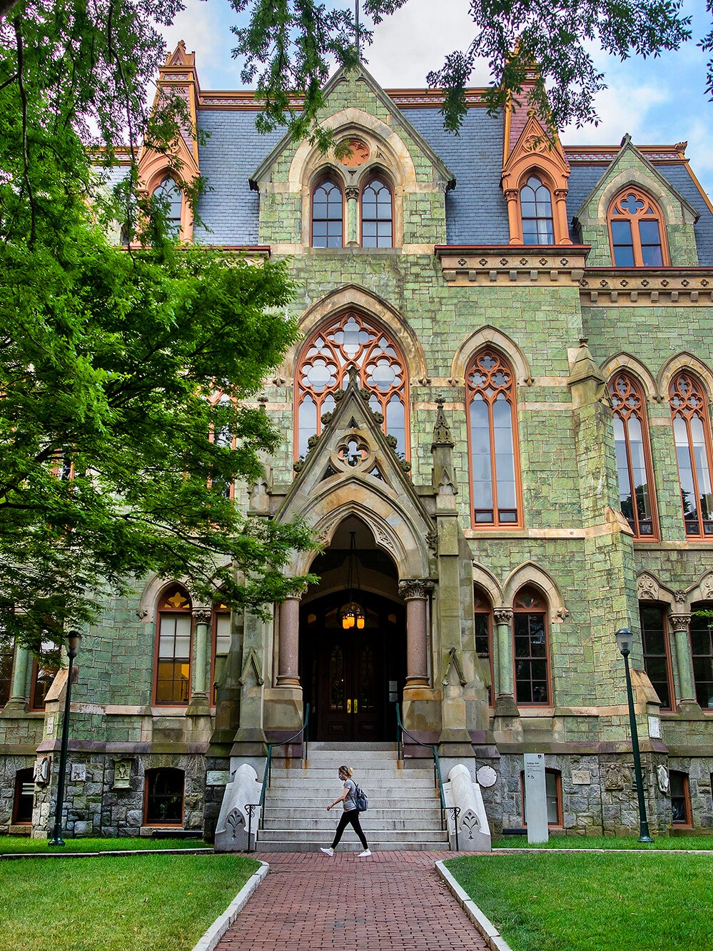 college hall in summer