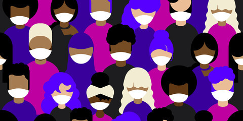 illustraion of people wearing masks