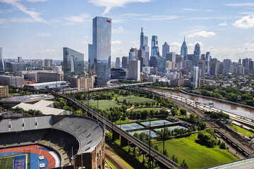Philadelphia skyline from Penn park