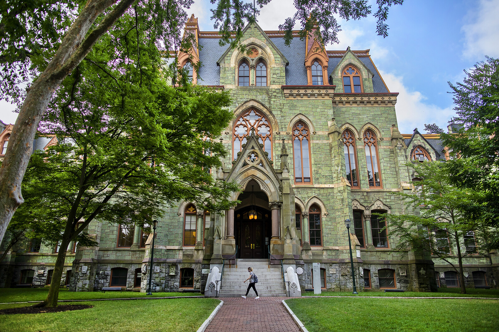 college hall in summer