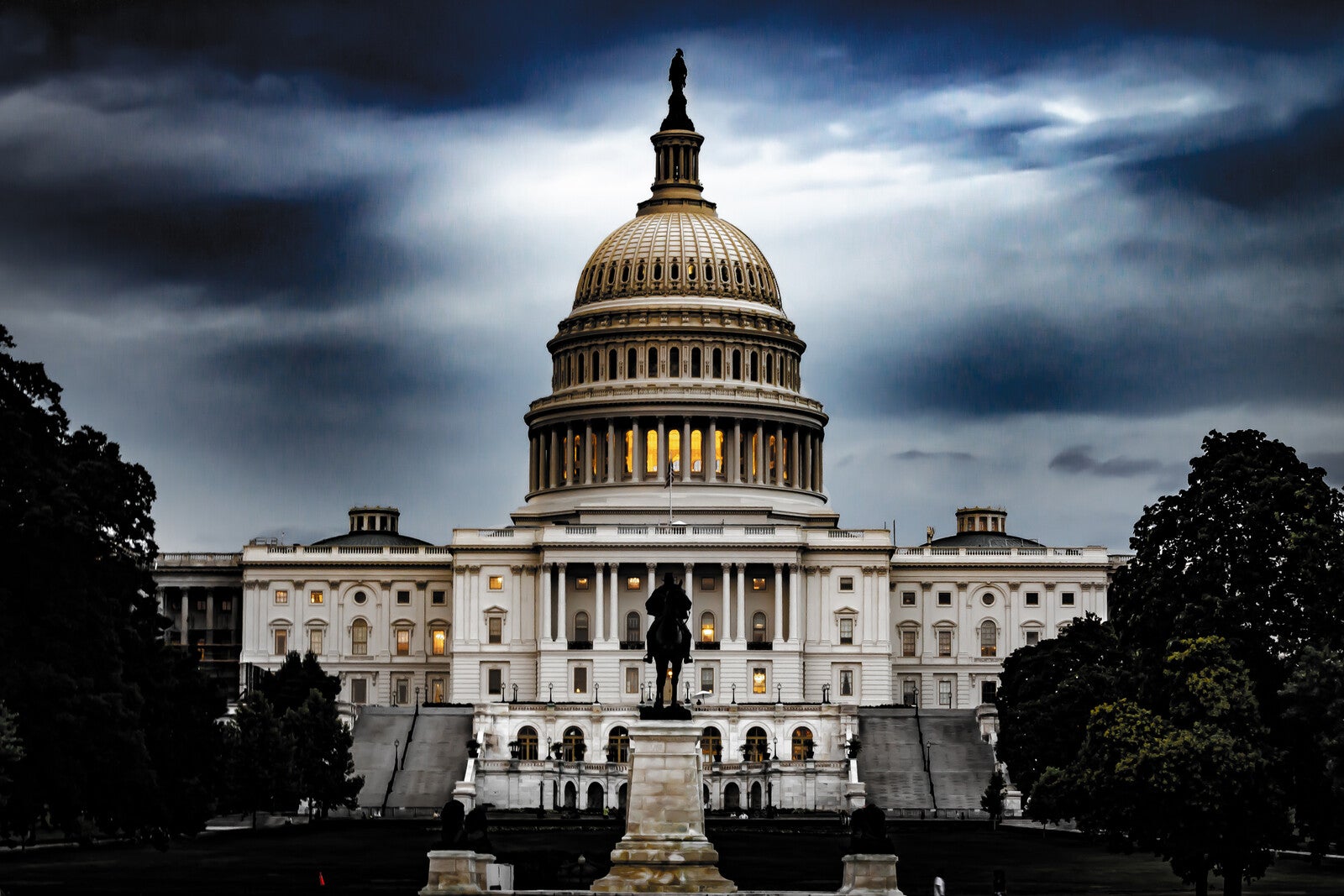 capitol building with dark skies