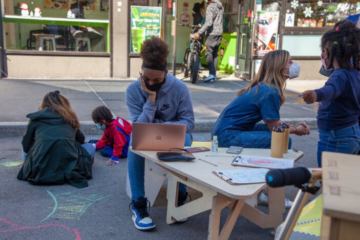 people using wifi outdoors