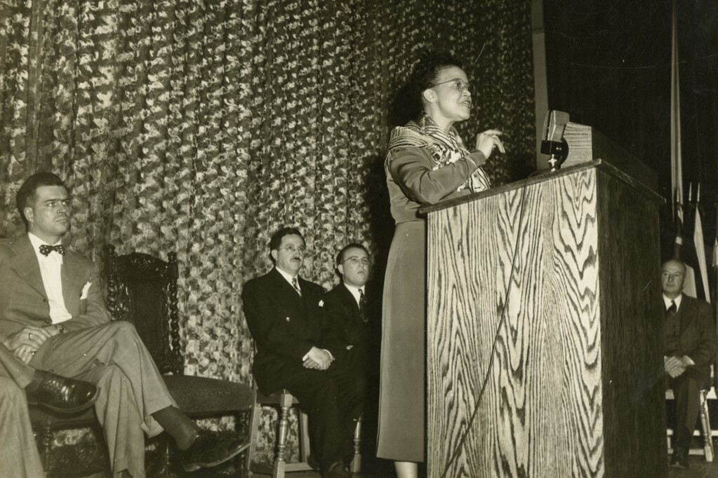 sadie alexander speaking at a podium