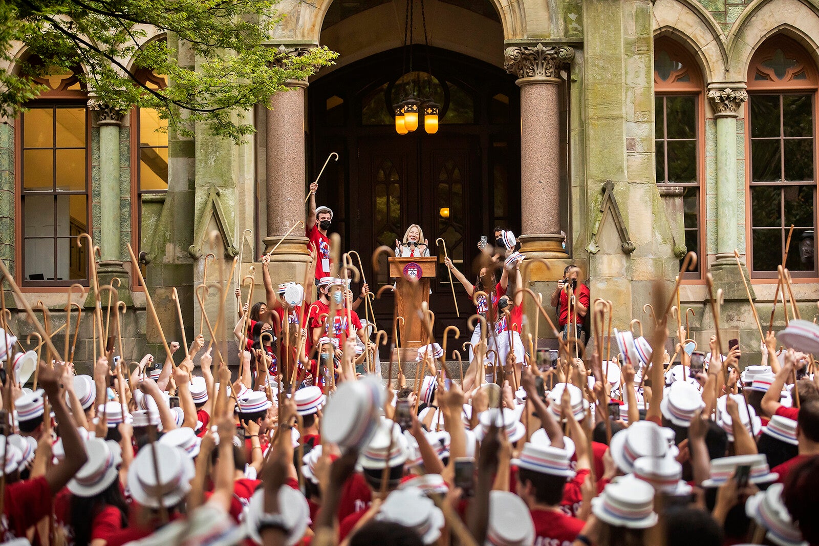 college hall steps during hey day