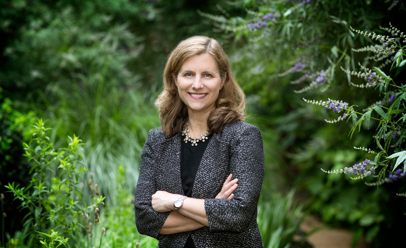 Presidential Nominee Elizabeth Magill in a University of Virginia garden.