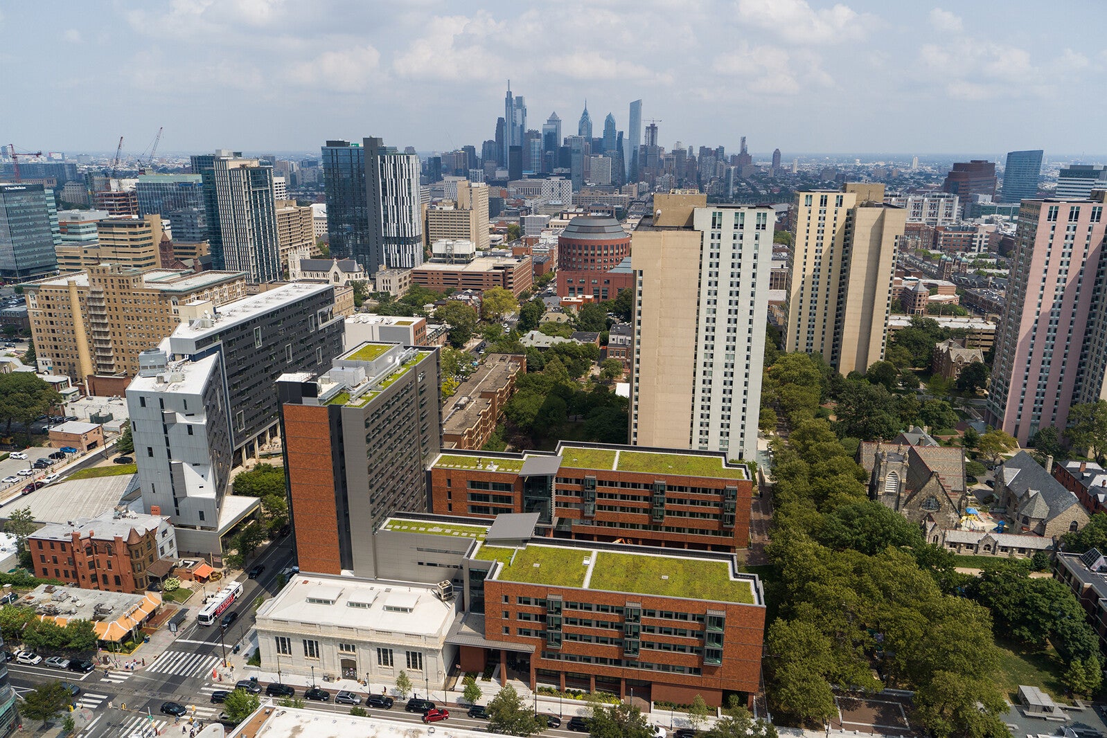 aerial of gutmann college house looking east