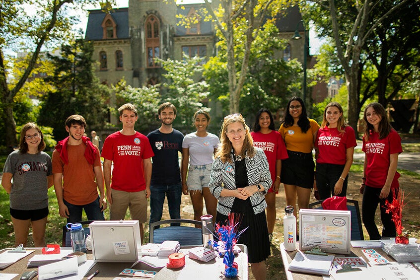 voter registration day with penn president magill