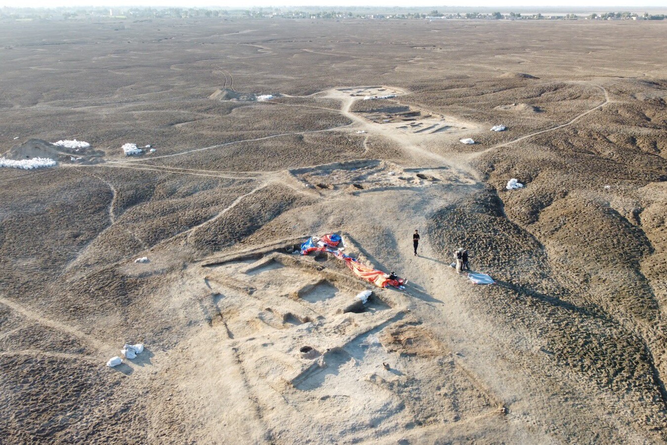 aerial drone view of lagash trenches