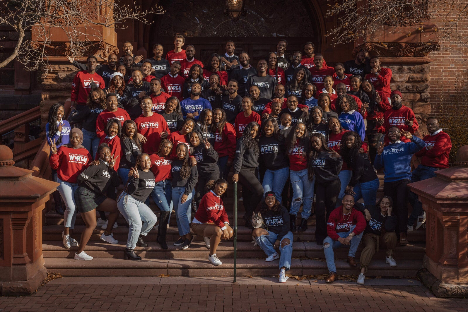 aambaa student group on fisher fine arts steps