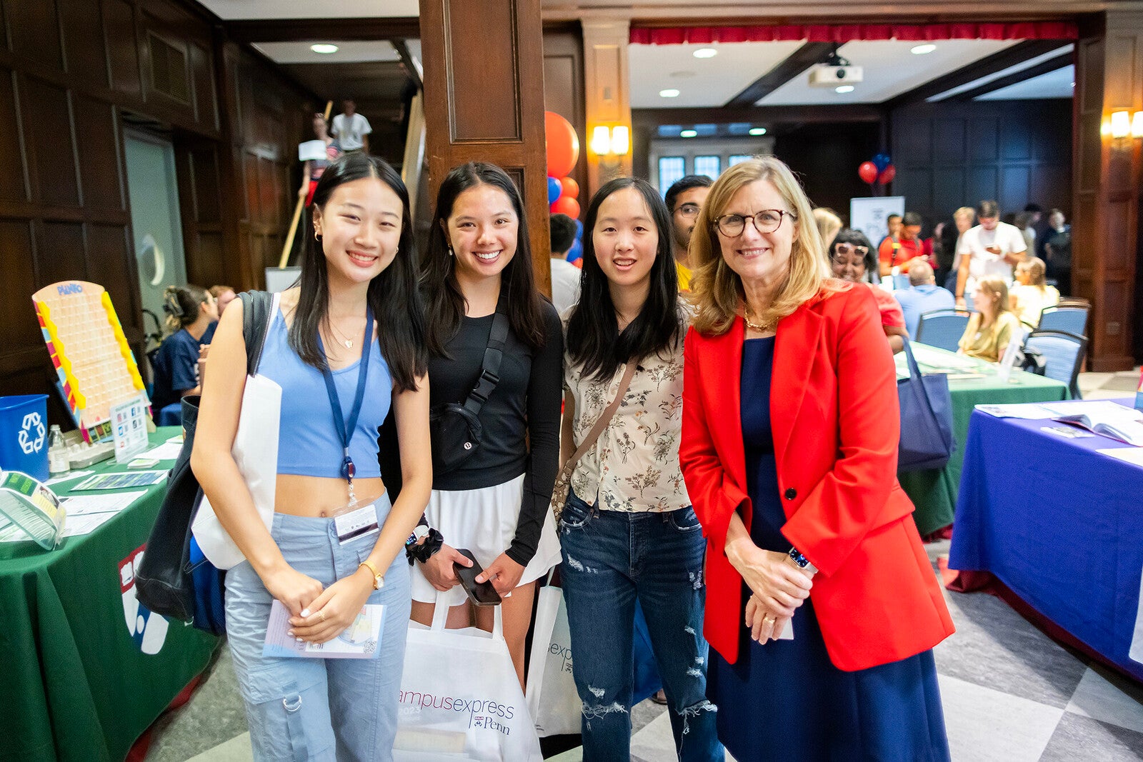 penn president liz magill at the student resource fair