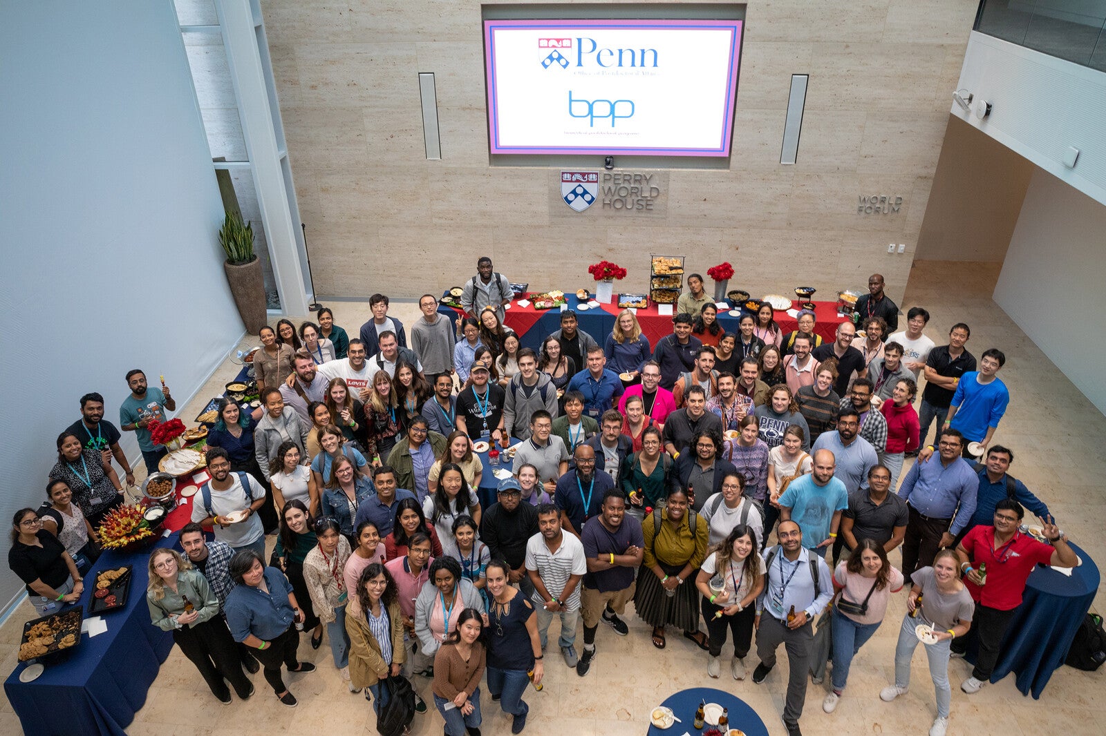 group photo of postdoc students at perry world house