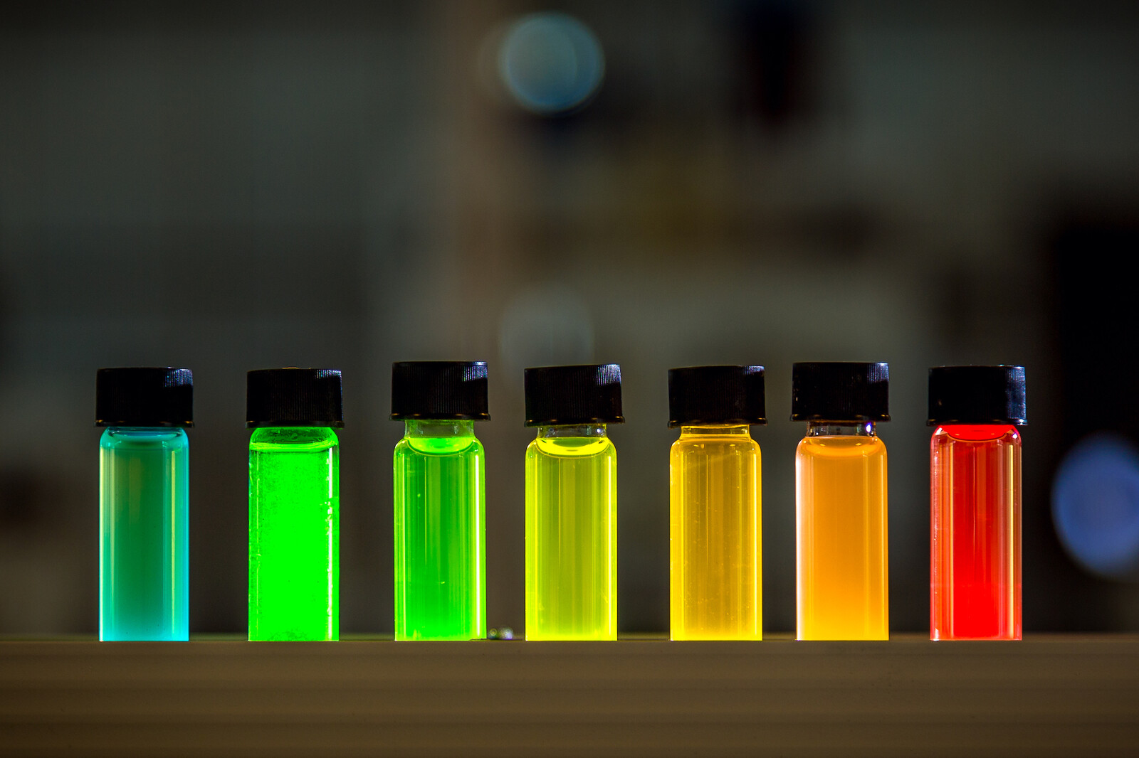 vials with colored liquid