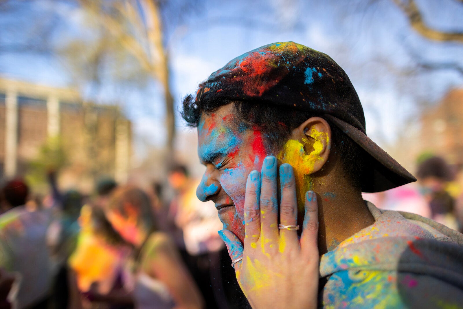 penn student during holi festival