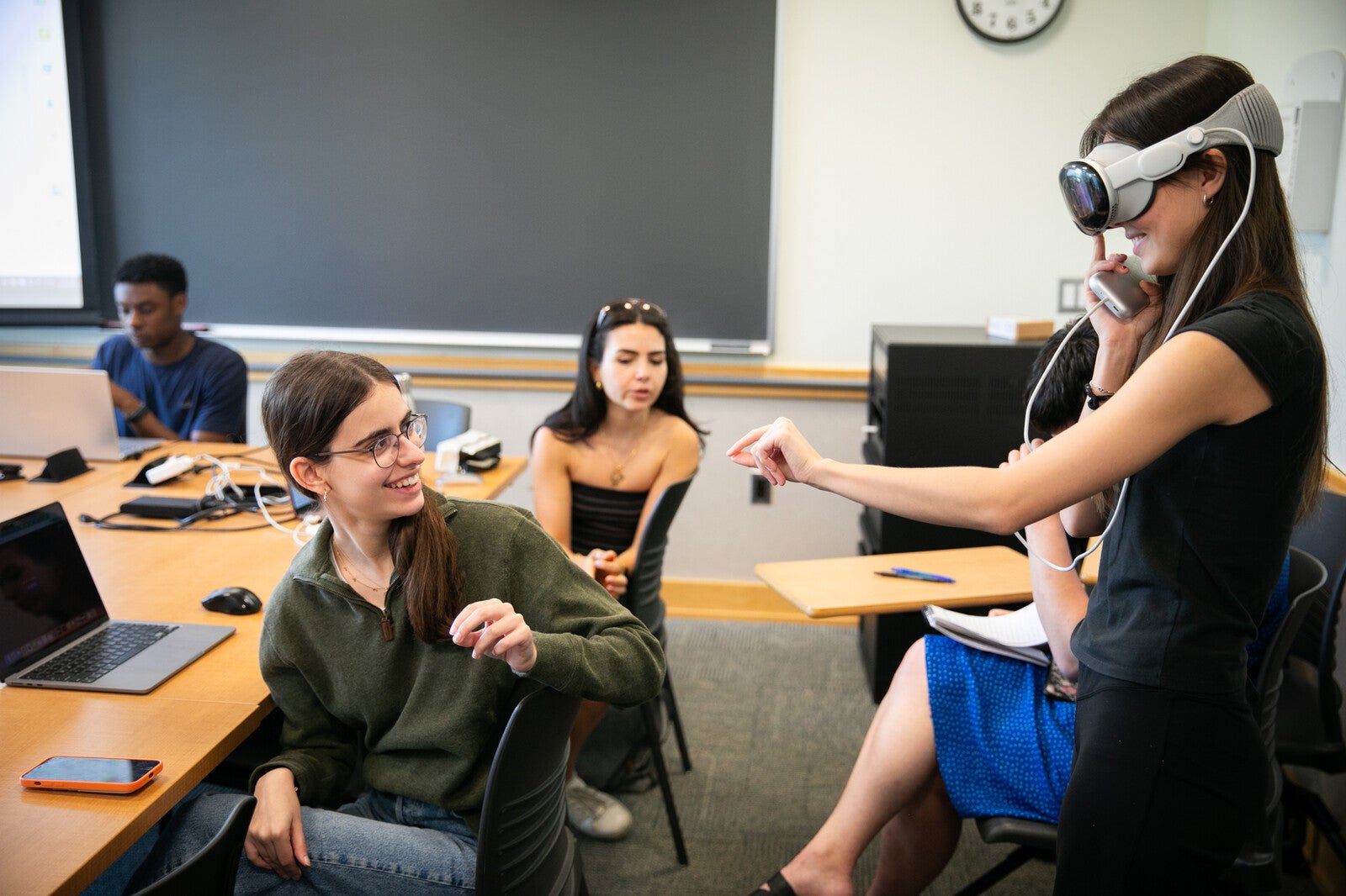 students with vr headsets