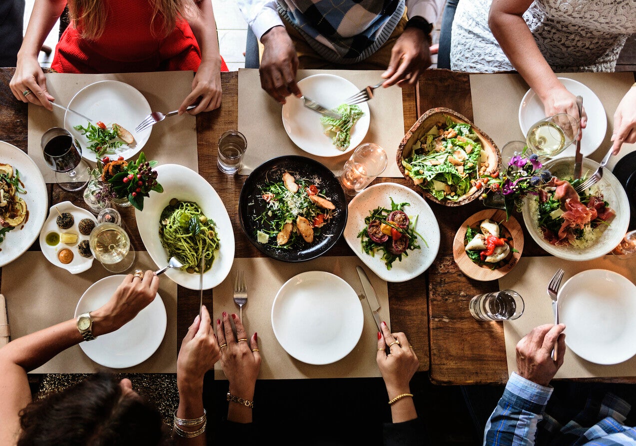 dinner table with hands