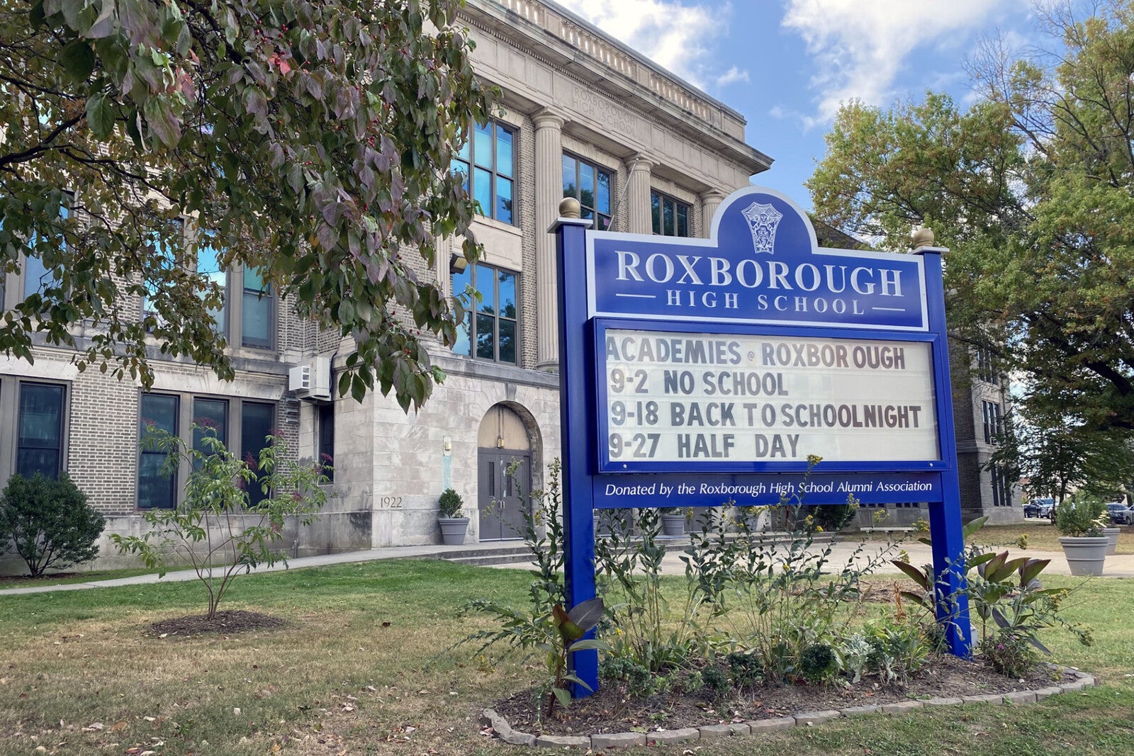 roxborough school sign