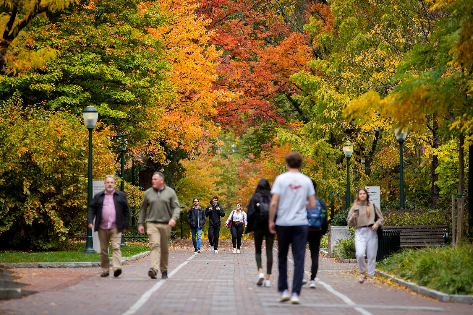 students and staff on locust walk