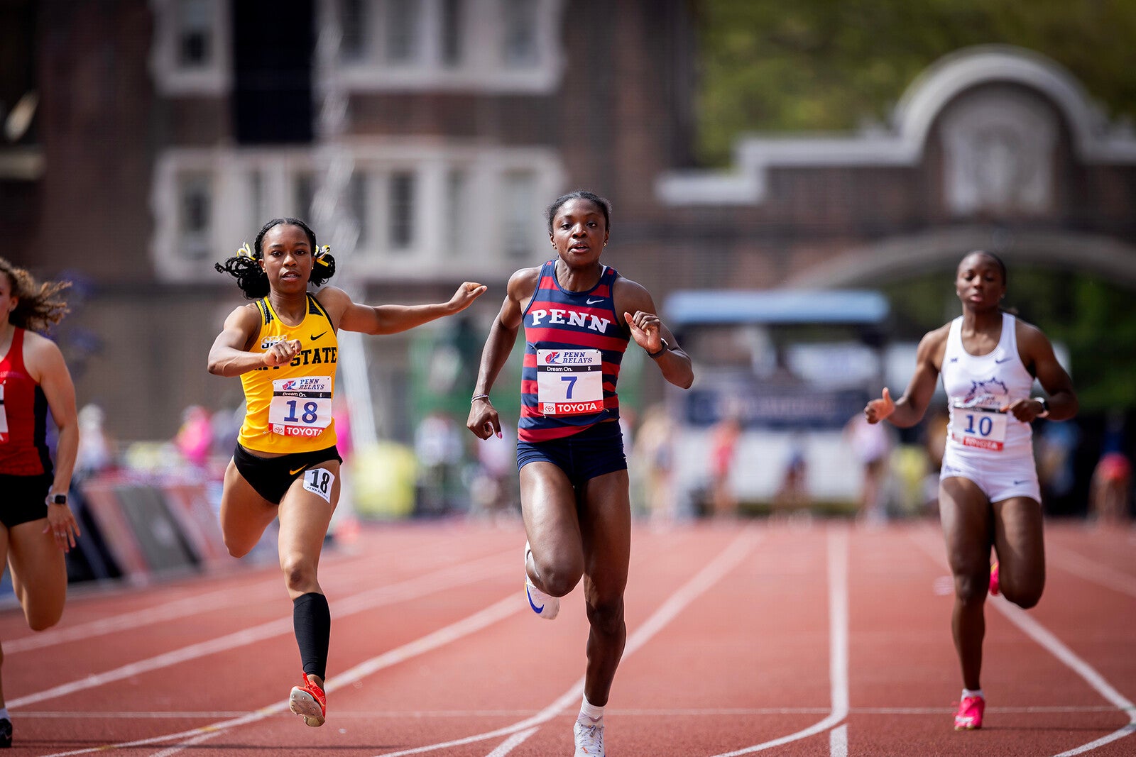 student running in the 2025 penn relays