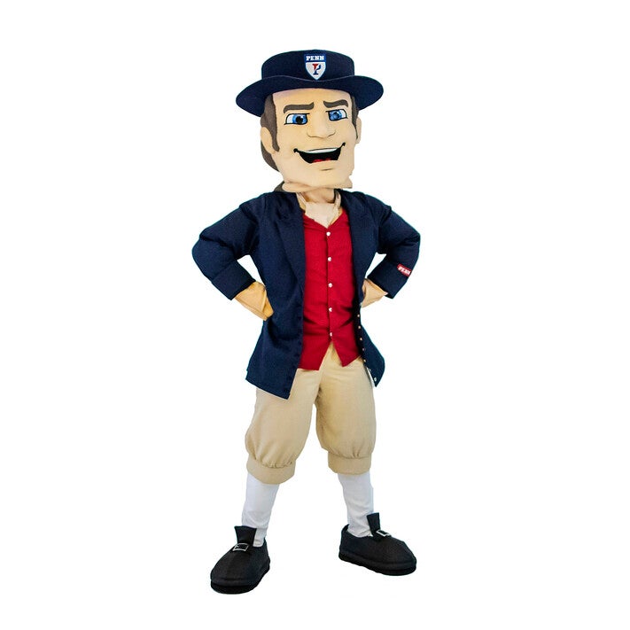 penn quaker posing in the palestra