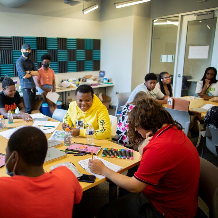 students taking a course at the pennovation center