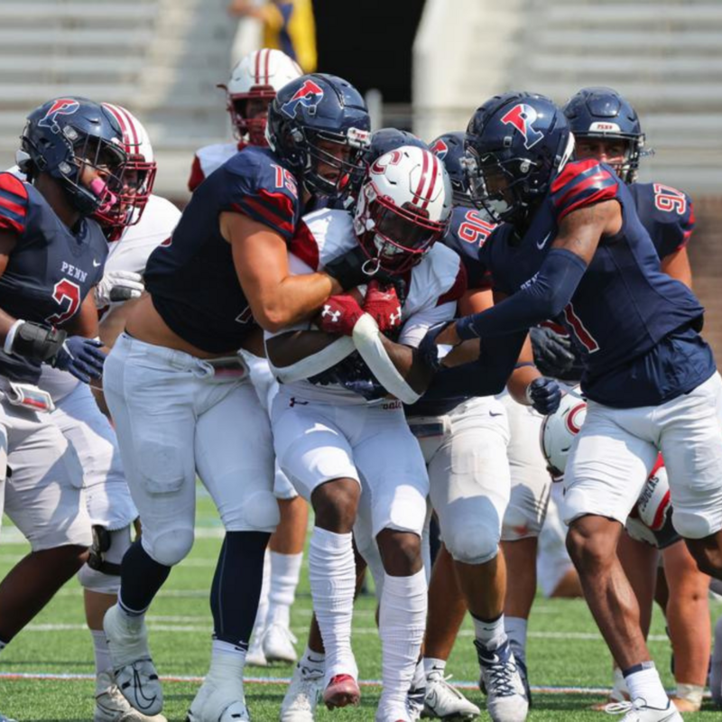 Penn Football making a tackle in their win versus Colgate